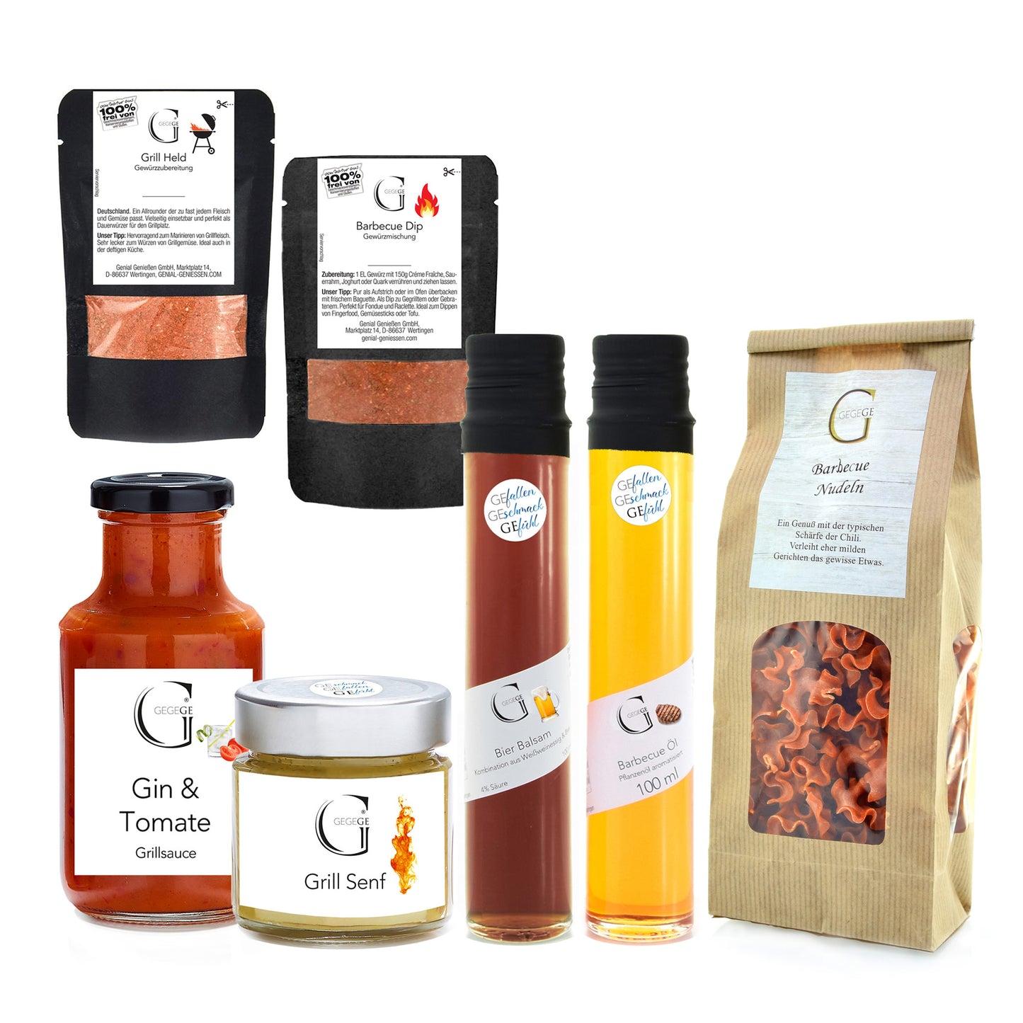 Exklusive Grill Geschenkbox von Genial Genießen mit erlesenen Grillprodukten und Genussartikeln für besondere BBQ-Momente