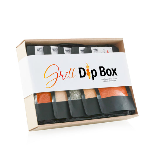 Genial Genießen Grill Dip Box Geschenkset mit ausgewählten Grillgewürzen und Dip-Mischungen in hochwertiger Geschenkverpackung