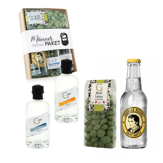 Hochwertiges Männer Geschenkset von Genial Genießen mit Gin, Tonic und Snacks für entspannte Abende, Grillpartys und Geburtstagsgeschenke
